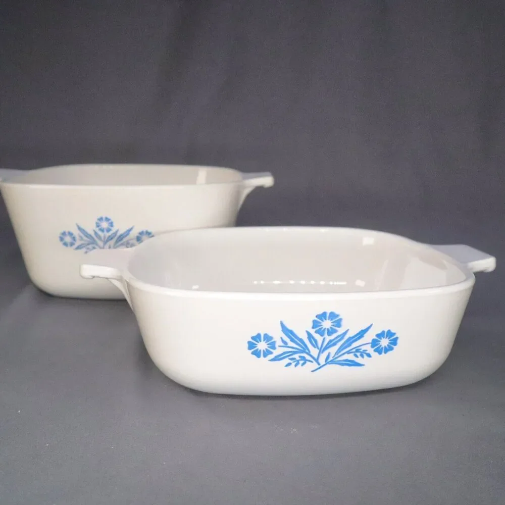 Corning Ware 2 piece set casserole blue cornflower 1 and 1.75 qt No Lids